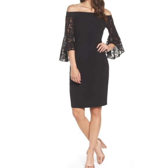 Chelsea28 Dresses & Skirts - Chelsea28 Black Bell Lace Sleeve Dress Size 6